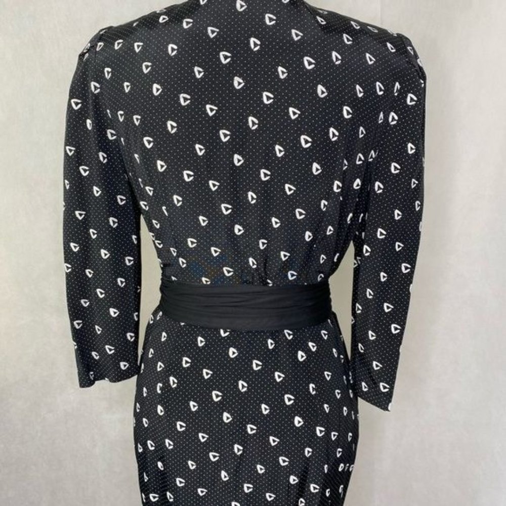 Vintage 70s 80s Whirlaway Frocks USA figure fitting dress button front size 6P - Picture 5 of 13